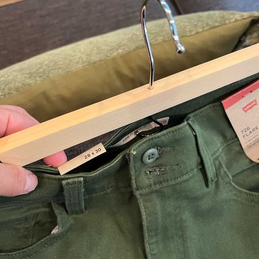 Levi's Olive Green Flare Wide Leg Jeans - Picture 4 of 7